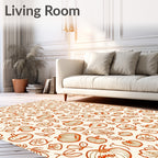 Autumn Pumpkin Leaf Scatter Cream Rug