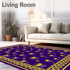 Purple Yellow Crowned Face Border Rug