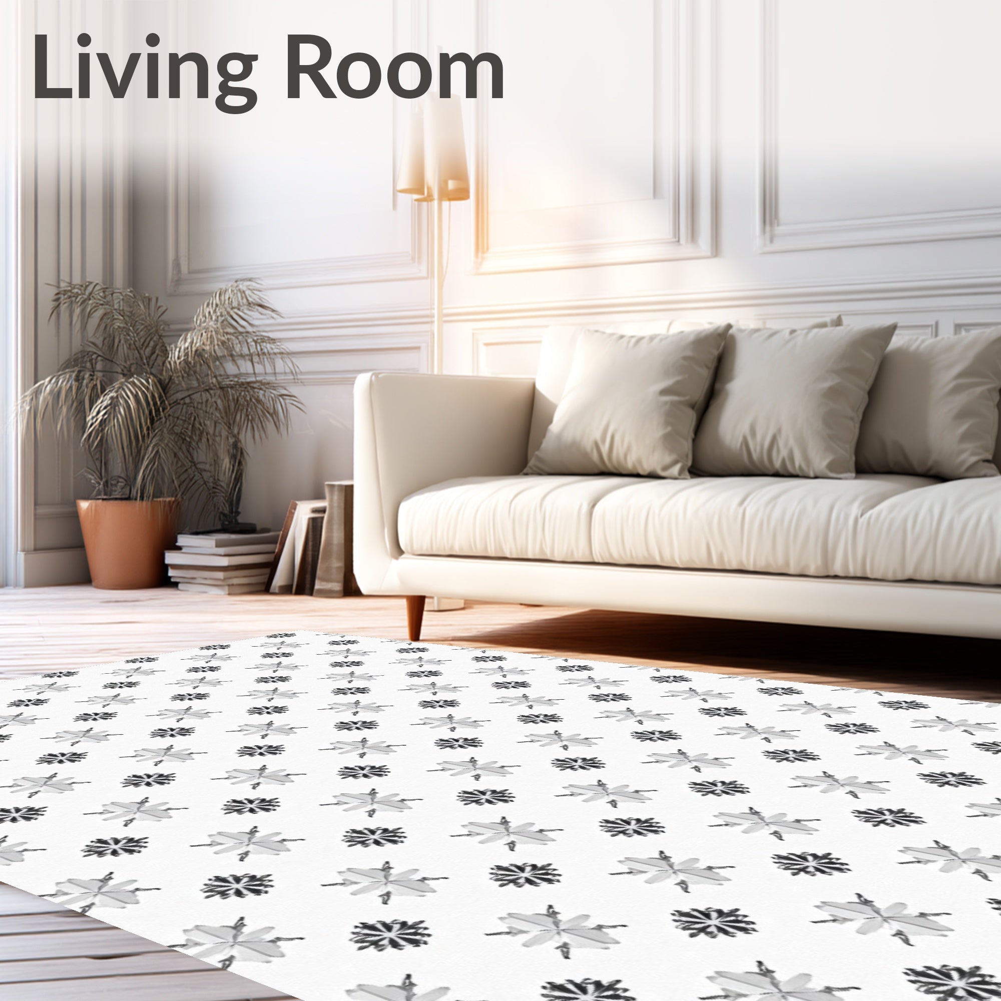 Monochrome Geometric Starburst Arrangement Rug