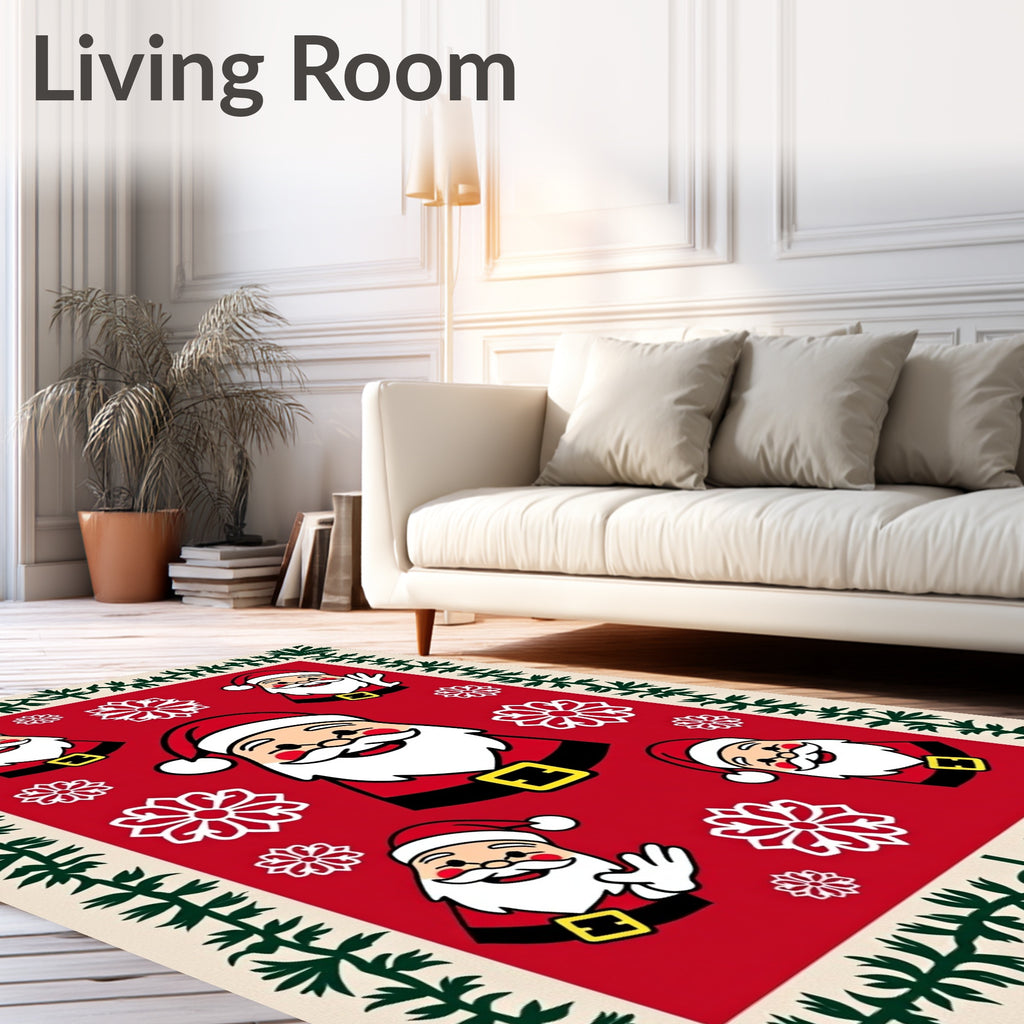 Festive Santa Claus Snowflake Array Rug