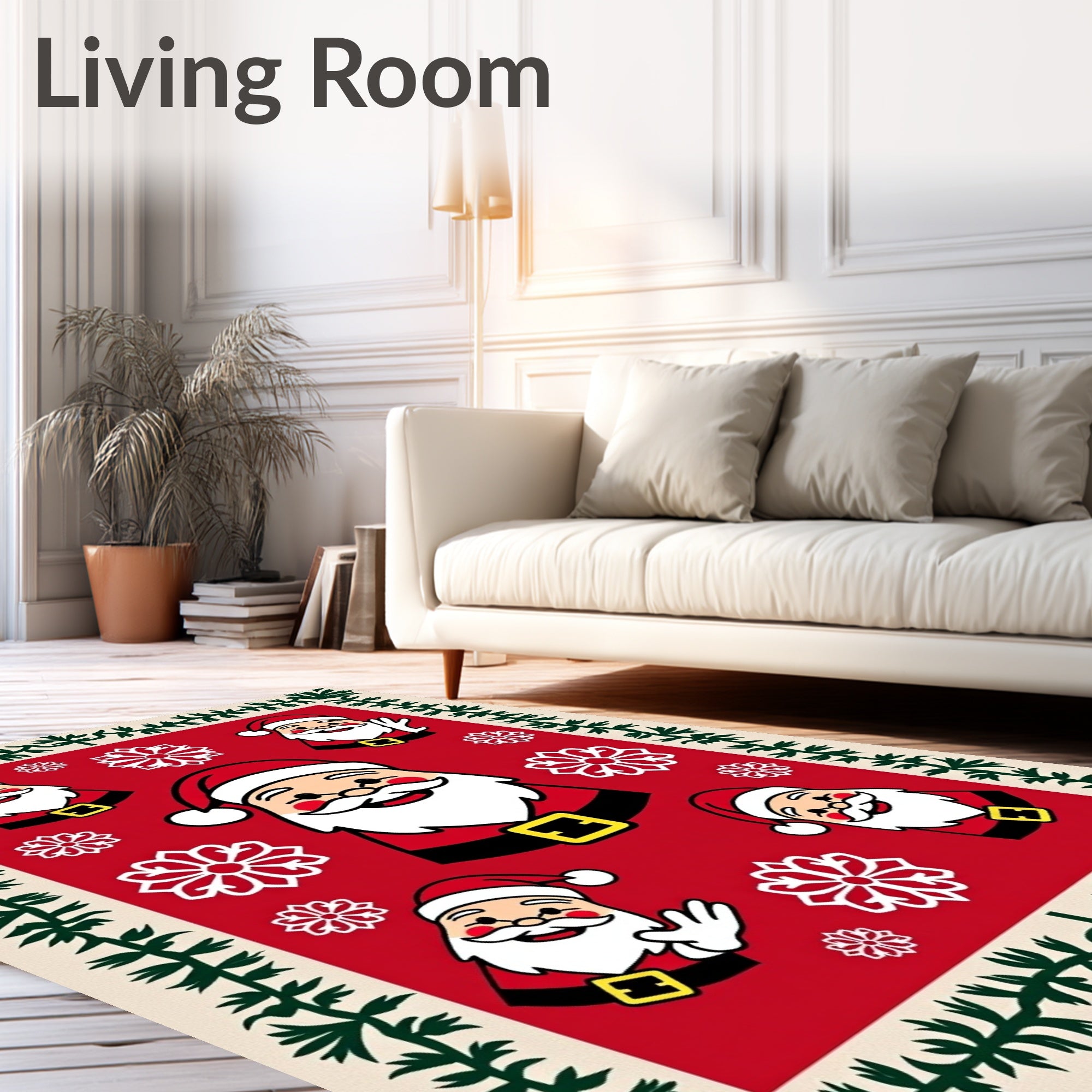 Festive Santa Claus Snowflake Array Rug