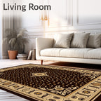 Brown Ochre Polka Dot Border Rug
