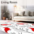 Charming Red Cardinal Winter Branch Rug