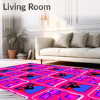 Bright Pink Abstract Retro Gadget Rug