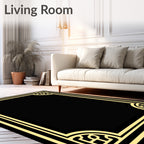 Gold and Black Art Deco Border Rug