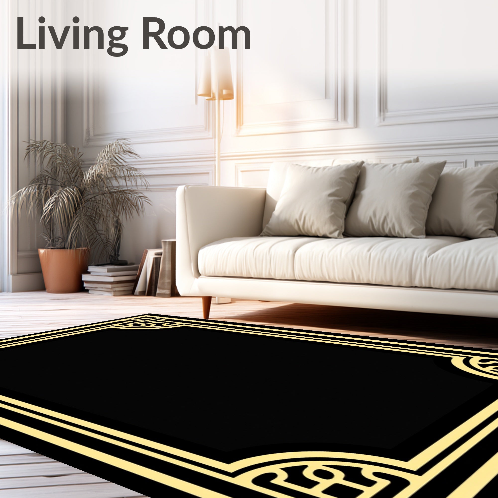 Gold and Black Art Deco Border Rug