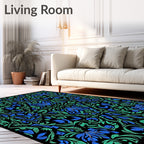 Blue Green Floral Art Nouveau Rug