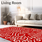 Crimson Red Organic Flourish Symmetry Rug