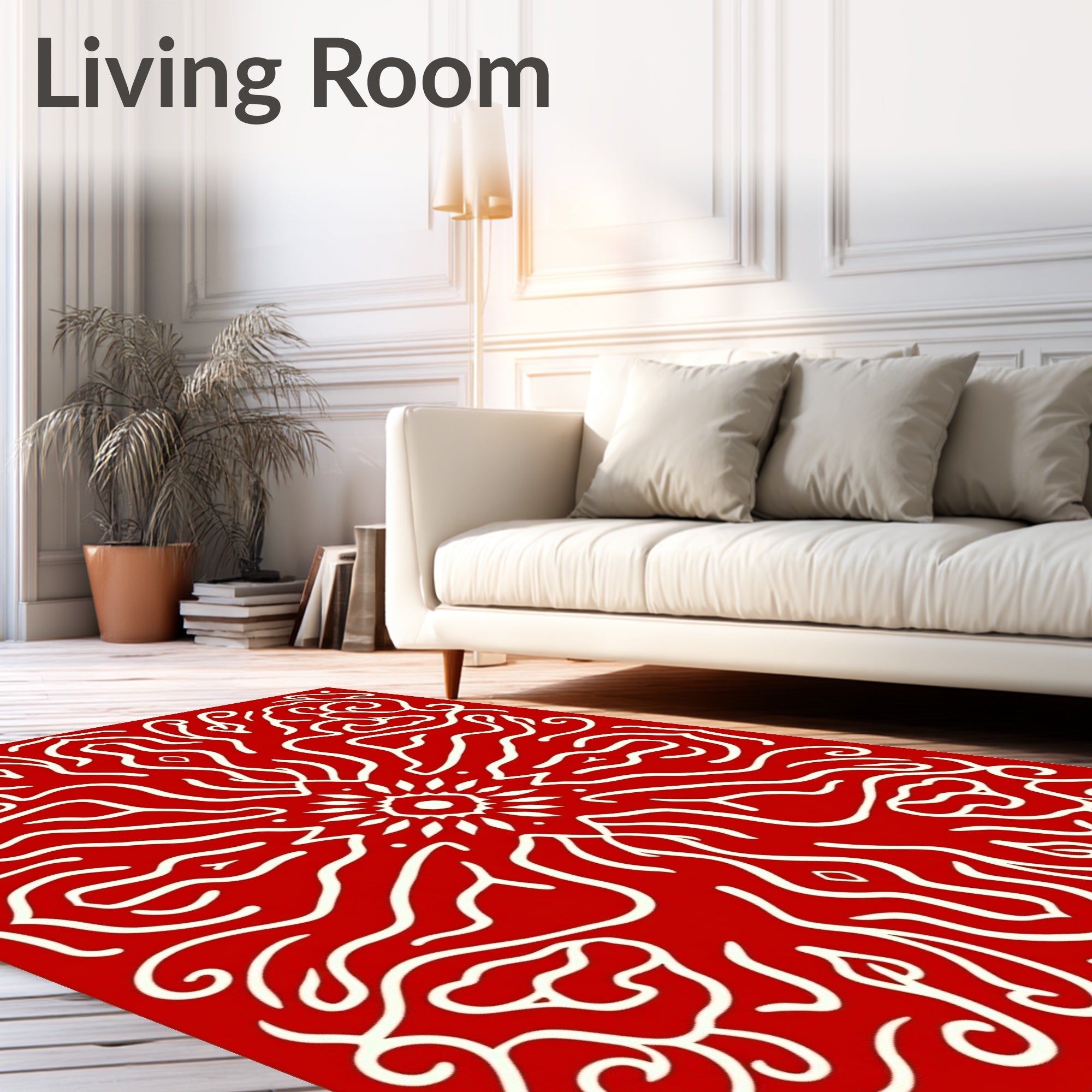 Crimson Red Organic Flourish Symmetry Rug