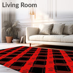 Bold Red Stitched Square Cascade Rug