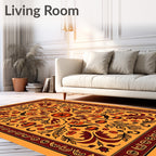Autumnal Orange Pumpkin Foliage Medallion Rug