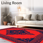 Bold Crimson Navy Central Medallion Rug