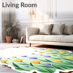 Meadow Blooms with Brown Scroll Border Rug