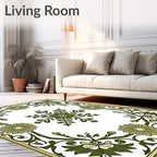 Green Floral Vine Border Rug