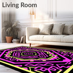 Bold Pink Geometric Medallion Rug