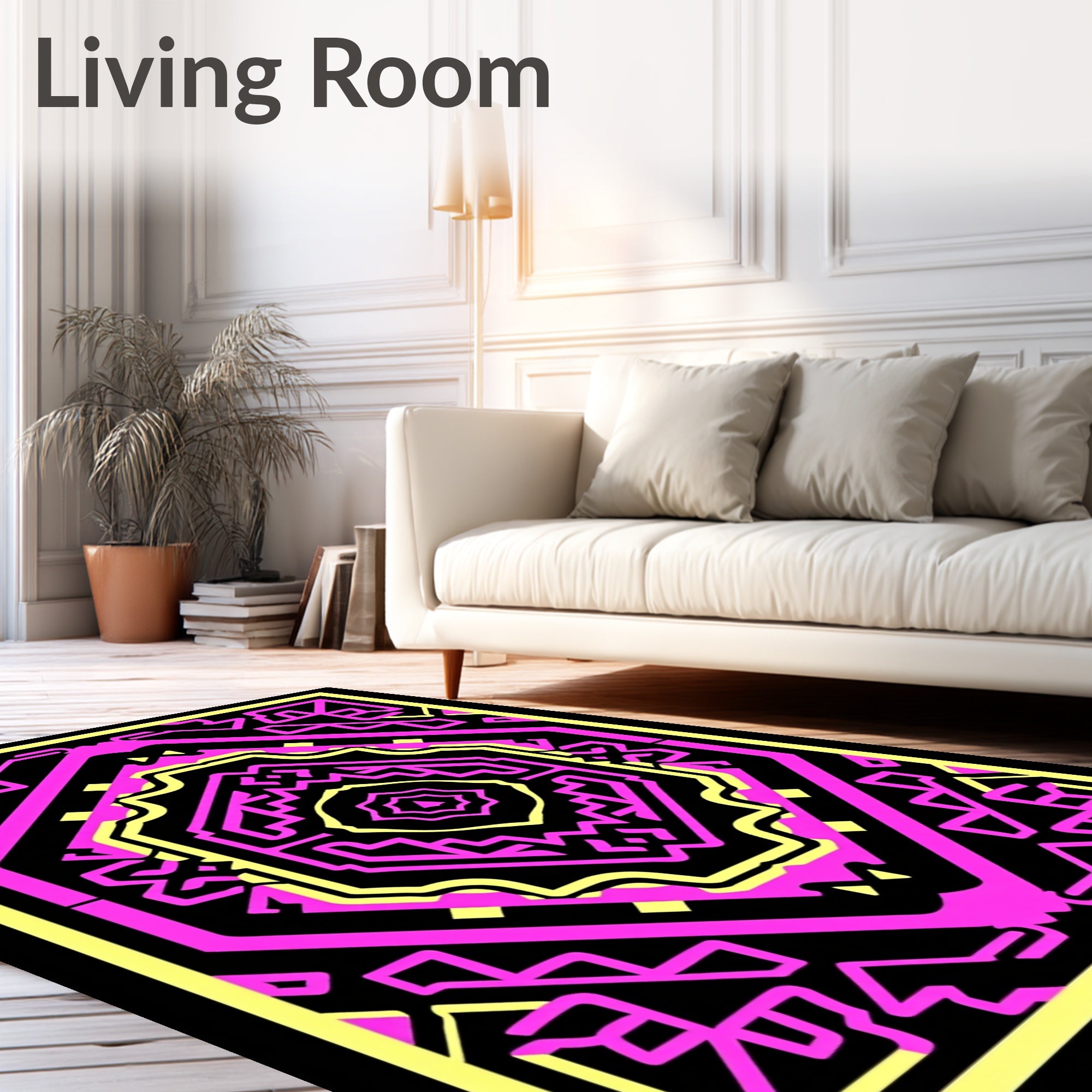 Bold Pink Geometric Medallion Rug