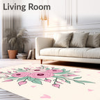 Pastel Pink Rose Bouquet Botanical Rug
