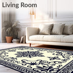 Navajo Inspired Floral Medallion Ivory Rug