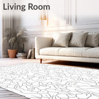 White Abstract Hexagonal Bloom Art Rug