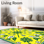 Bright Yellow Green Floral Starburst Rug