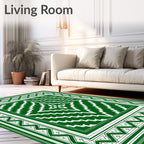 Emerald Green Geometric Diamond Medallion Rug