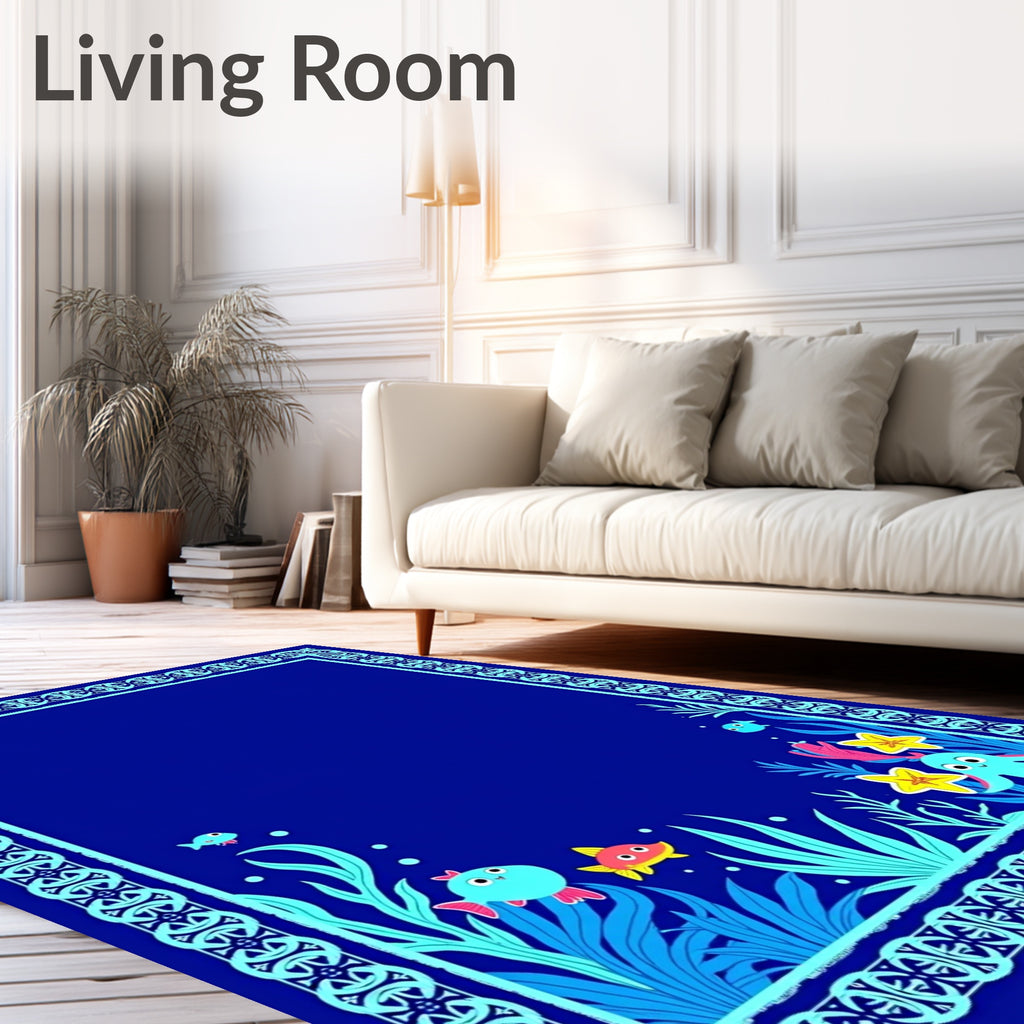 Whimsical Ocean Life Underwater Scene Rug