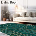 Cool Teal Circuit Board Lines Rug