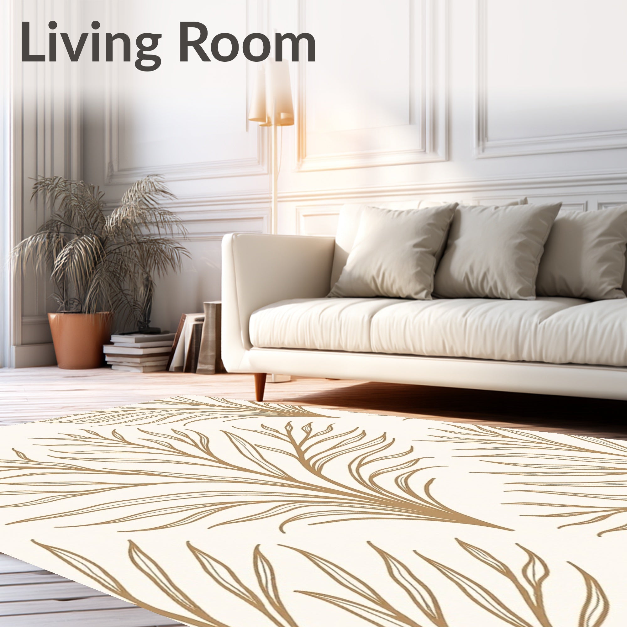 Golden Branch Line Art Rug