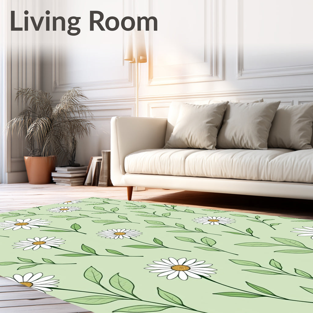 Delicate Daisy Garden Floral Art Rug