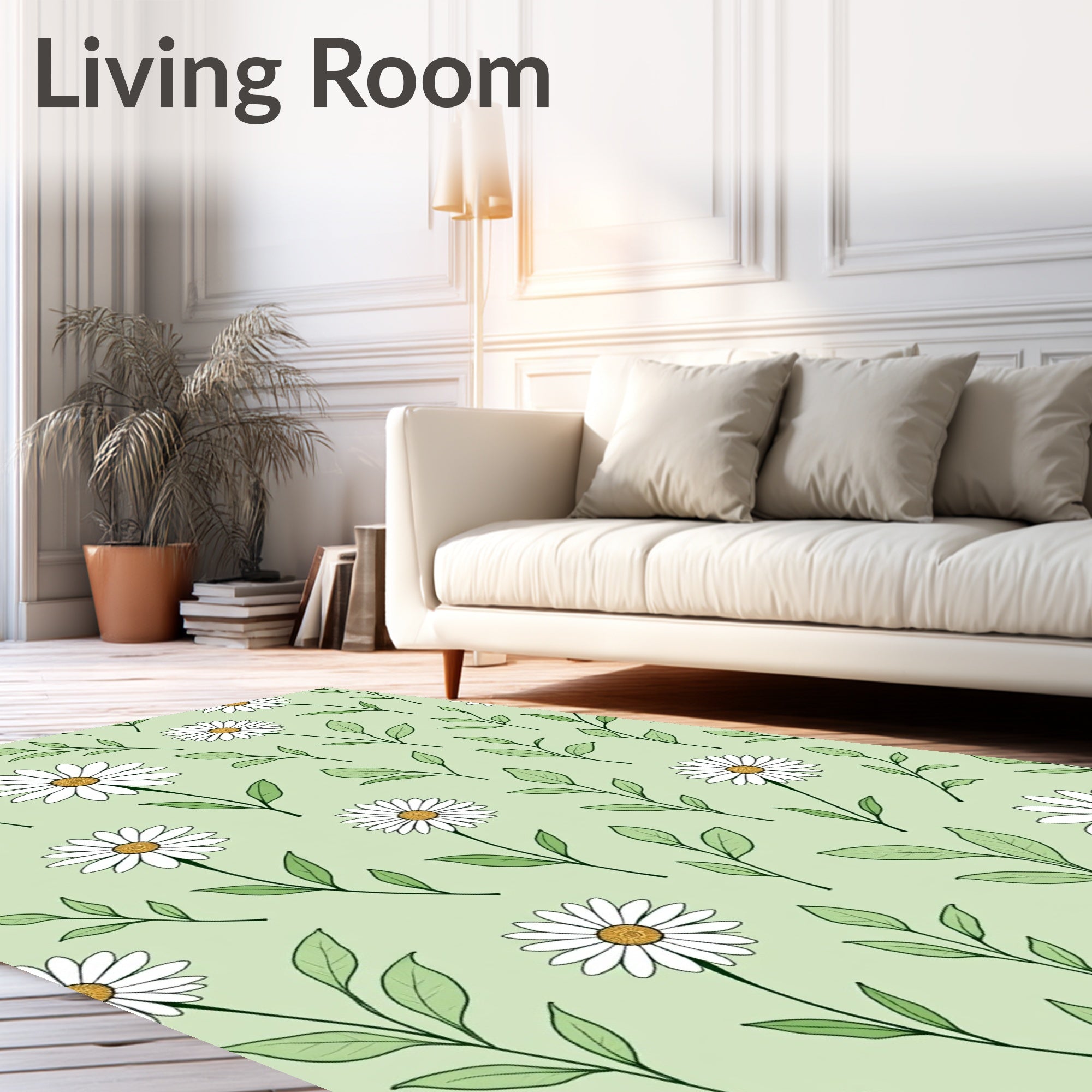 Delicate Daisy Garden Floral Art Rug