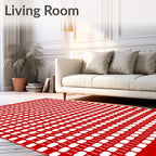 Crimson White Interlocking Geometric Rug