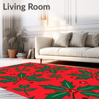 Festive Red Holly Berry Branches Rug