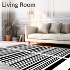 Classic Black White Striped Rug