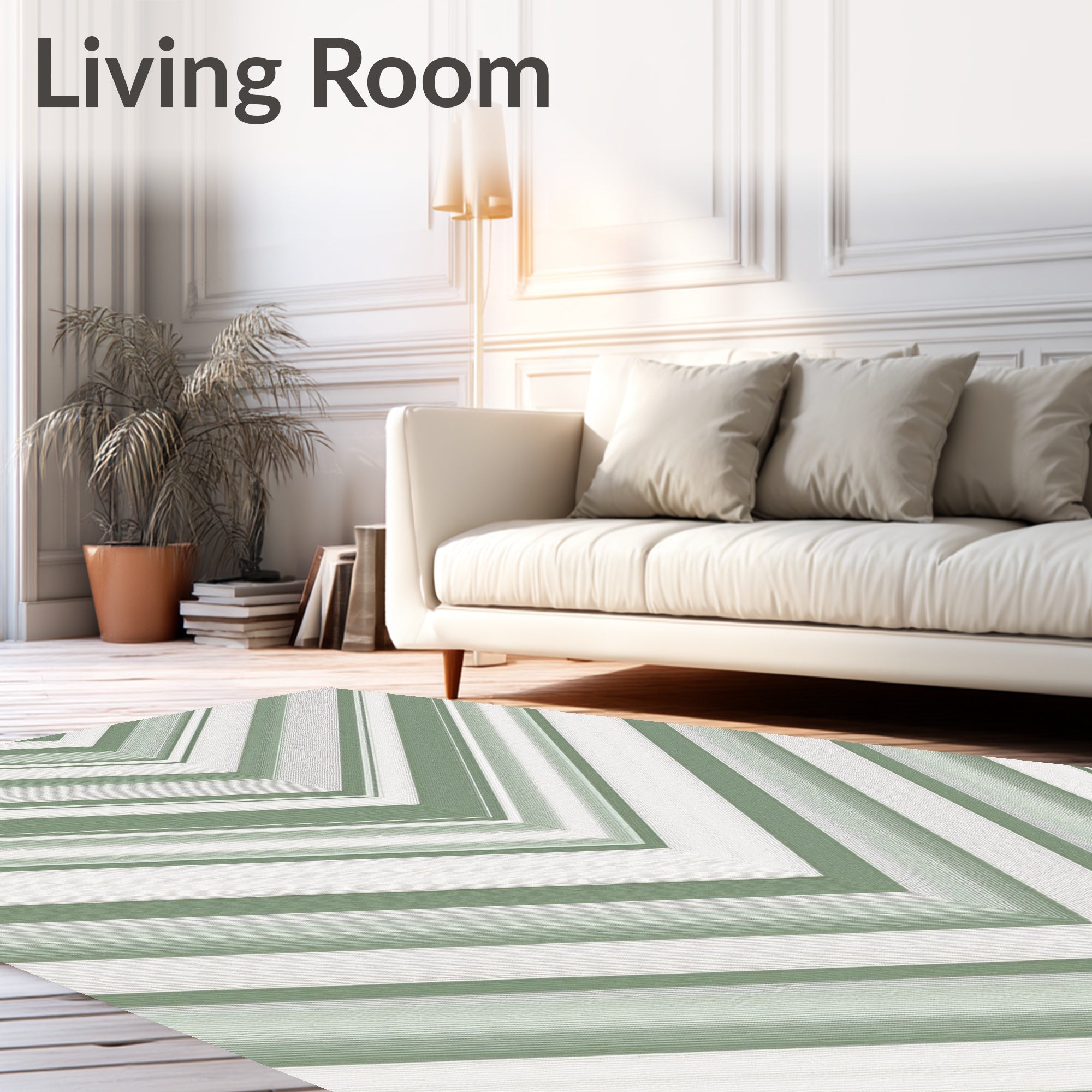 Sage Green Chevron Striped Rug