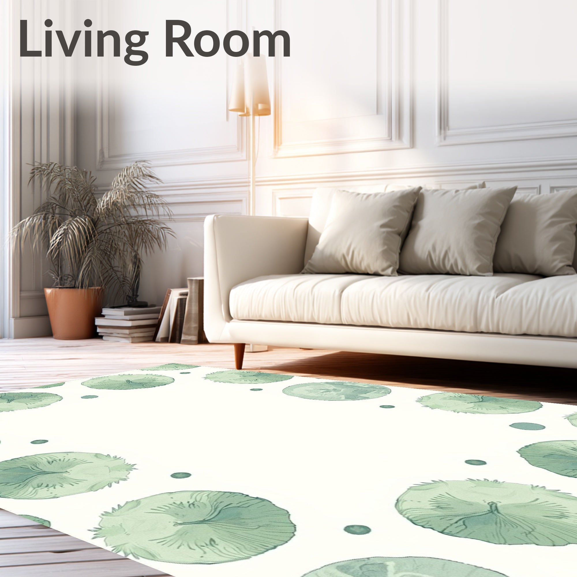 Sage Green Botanical Bloom Border Rug