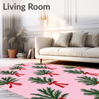 Pink Evergreen Bow Toss Rug