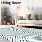 Interlocking Chevron Teal and Black Lines Rug