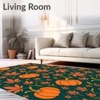 Autumn Pumpkin Leaf Medallion Rug