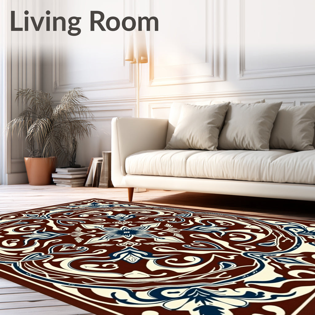 Deep Red Floral Medallion Aura Rug