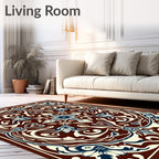 Deep Red Floral Medallion Aura Rug