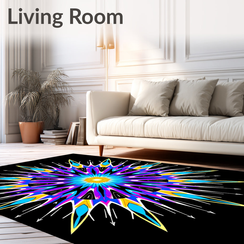 Vibrant Sunburst Geometric Star Rug