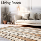 Rustic Wood Grain Slats Rug