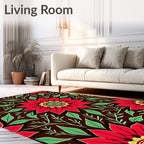 Red Crimson Floral Medallion Foliage Rug