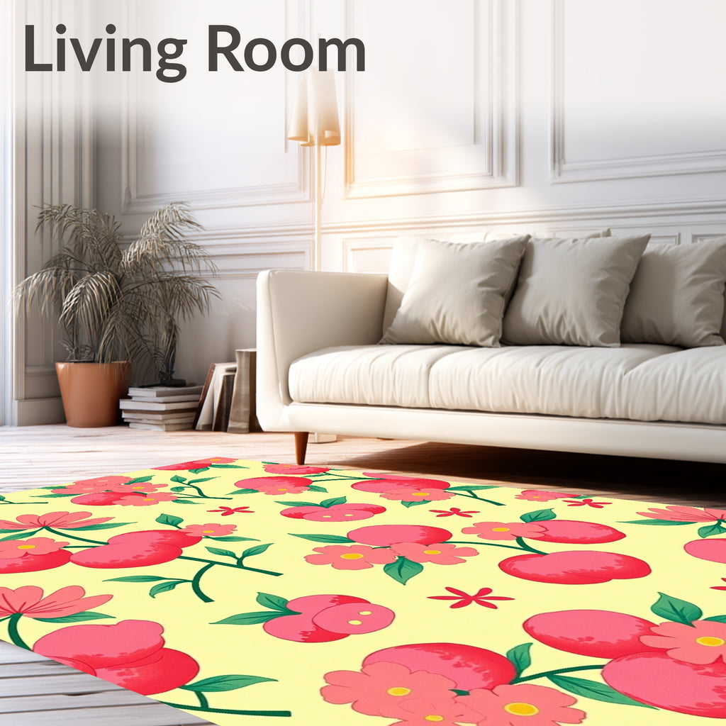 Pink Cherry Blossom Folk Art Rug