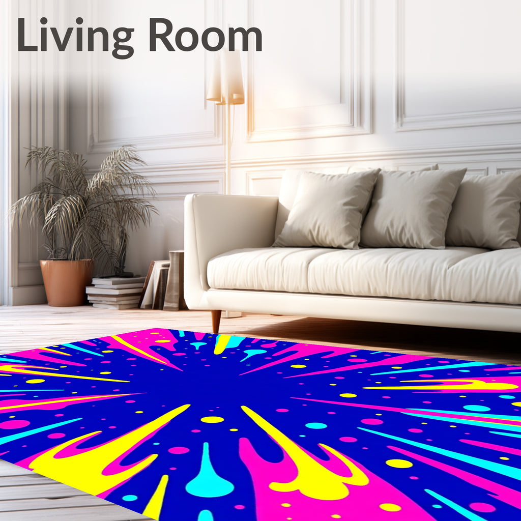Explosion Of Neon Color Splatter Rug