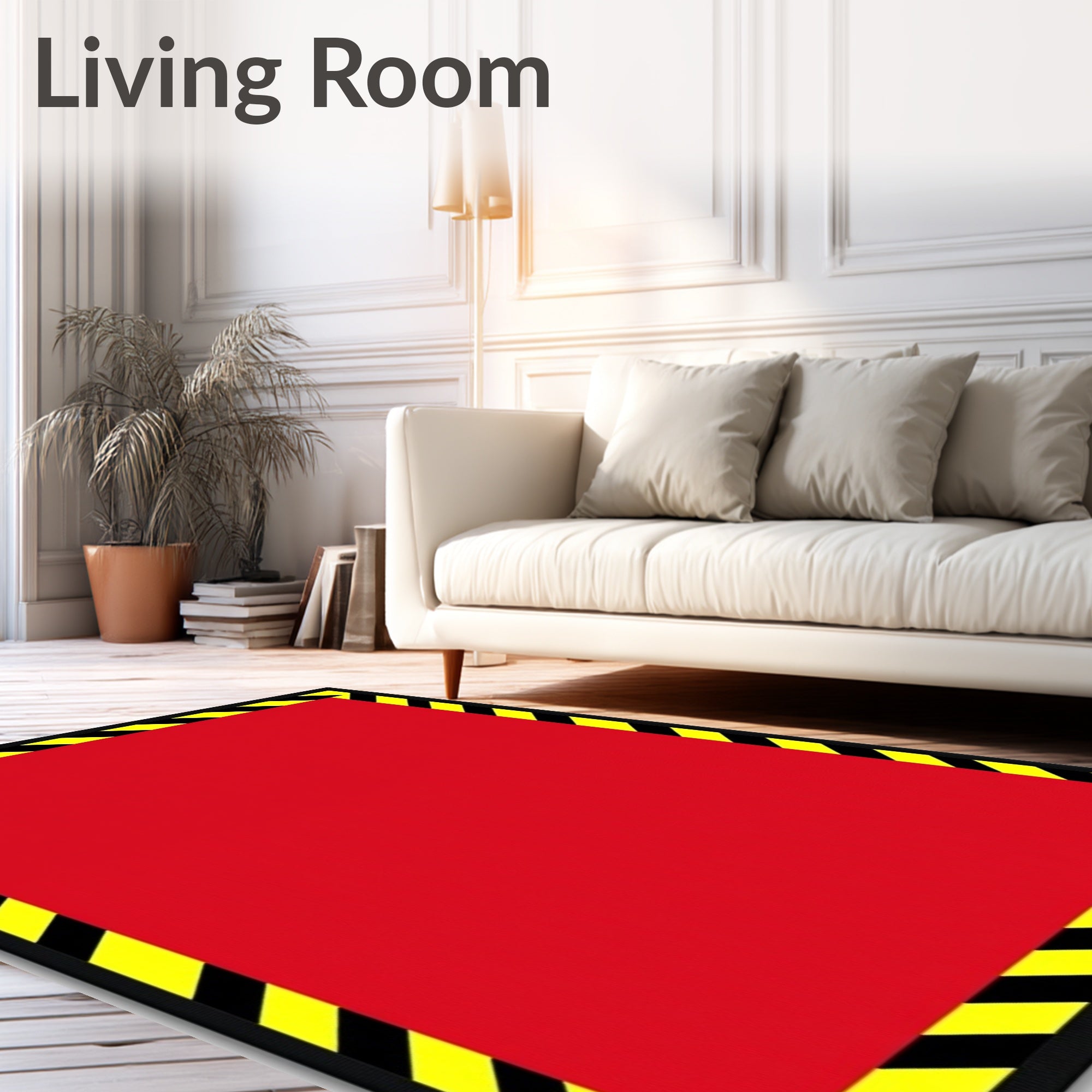 Bold Red Black Yellow Warning Stripe Rug
