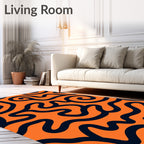 Orange Navy Swirl Continuity Rug