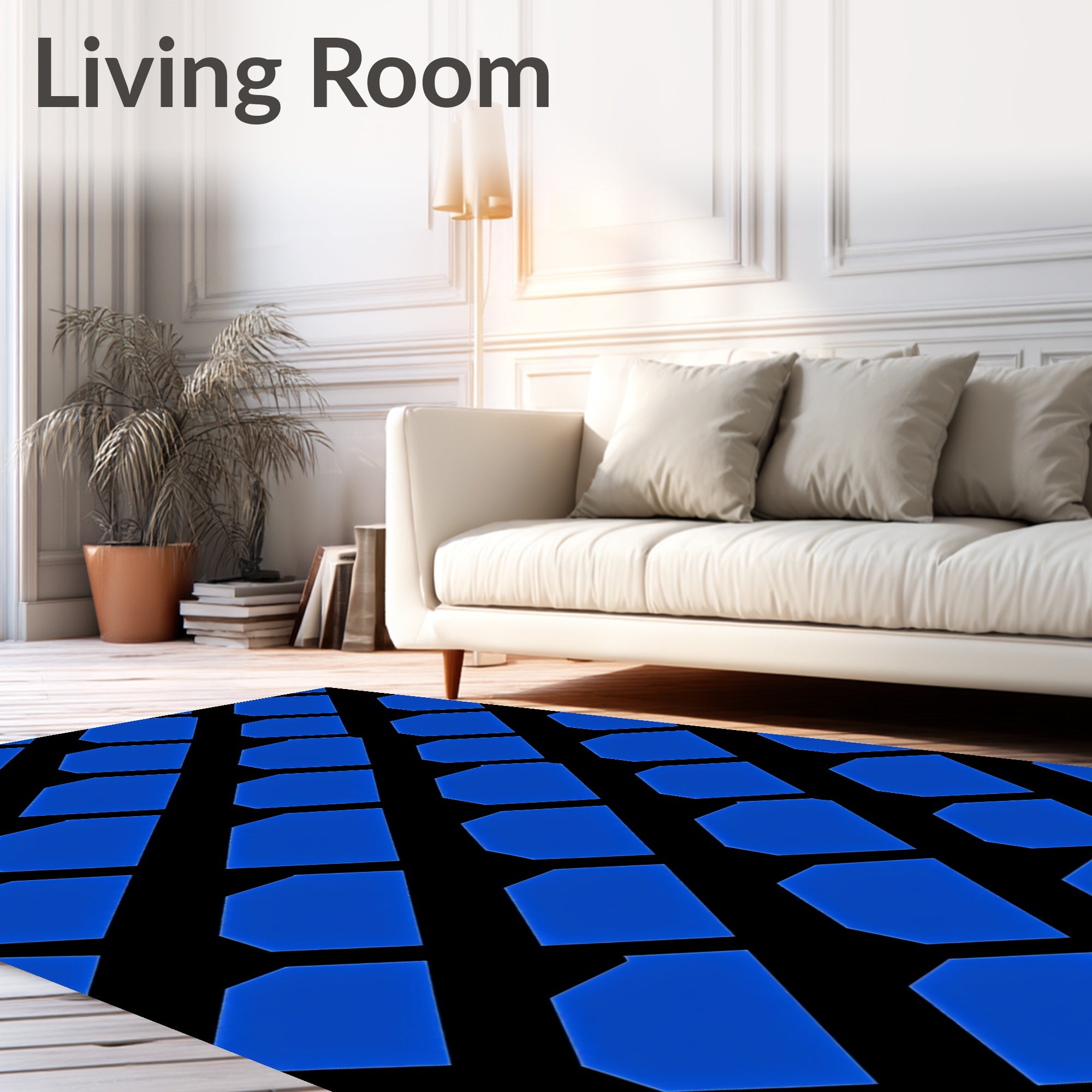 Bold Cobalt Octagon Grid Rug