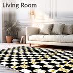 Victorian Black Gold Courtly Motif Rug