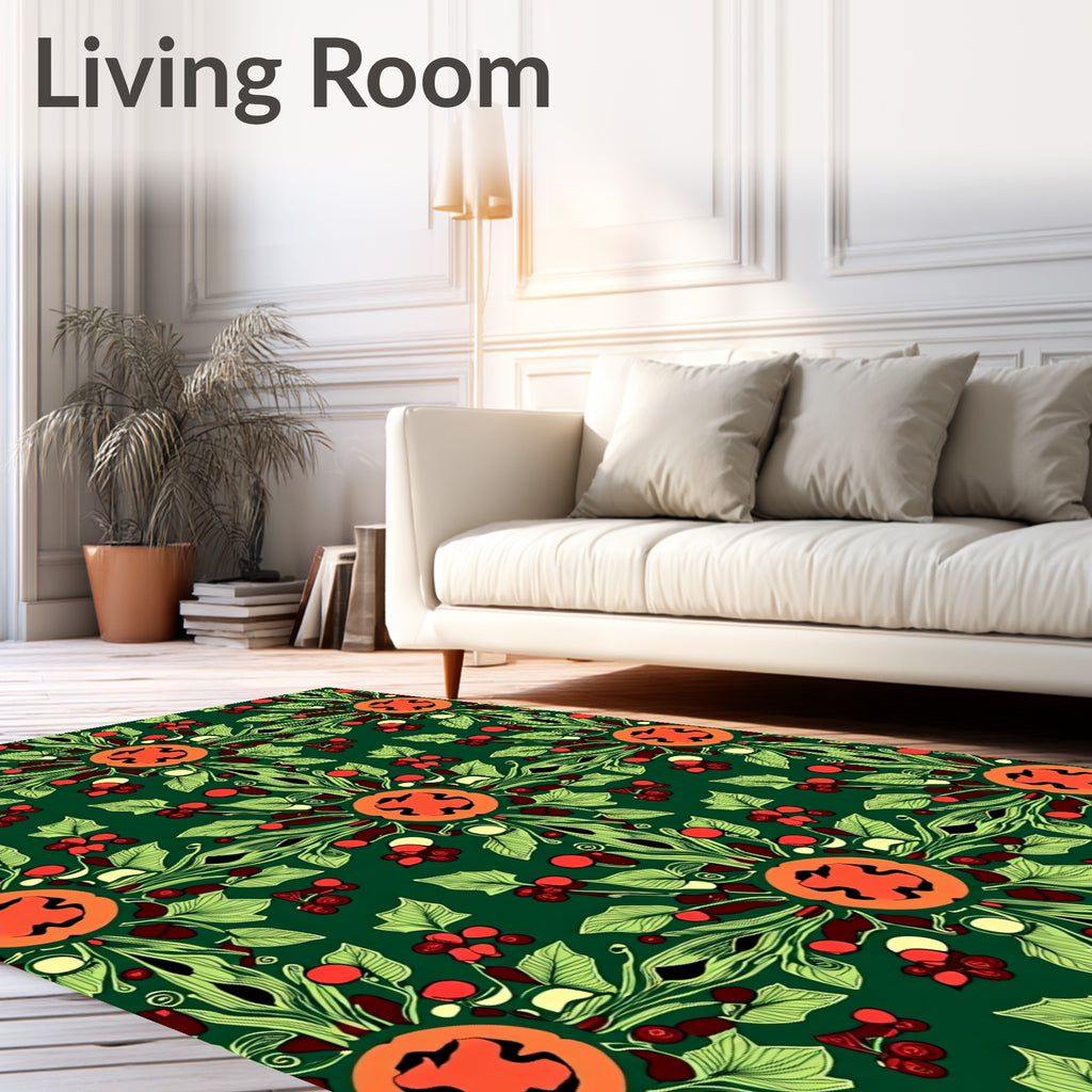 Emerald green botanical medallion Rug